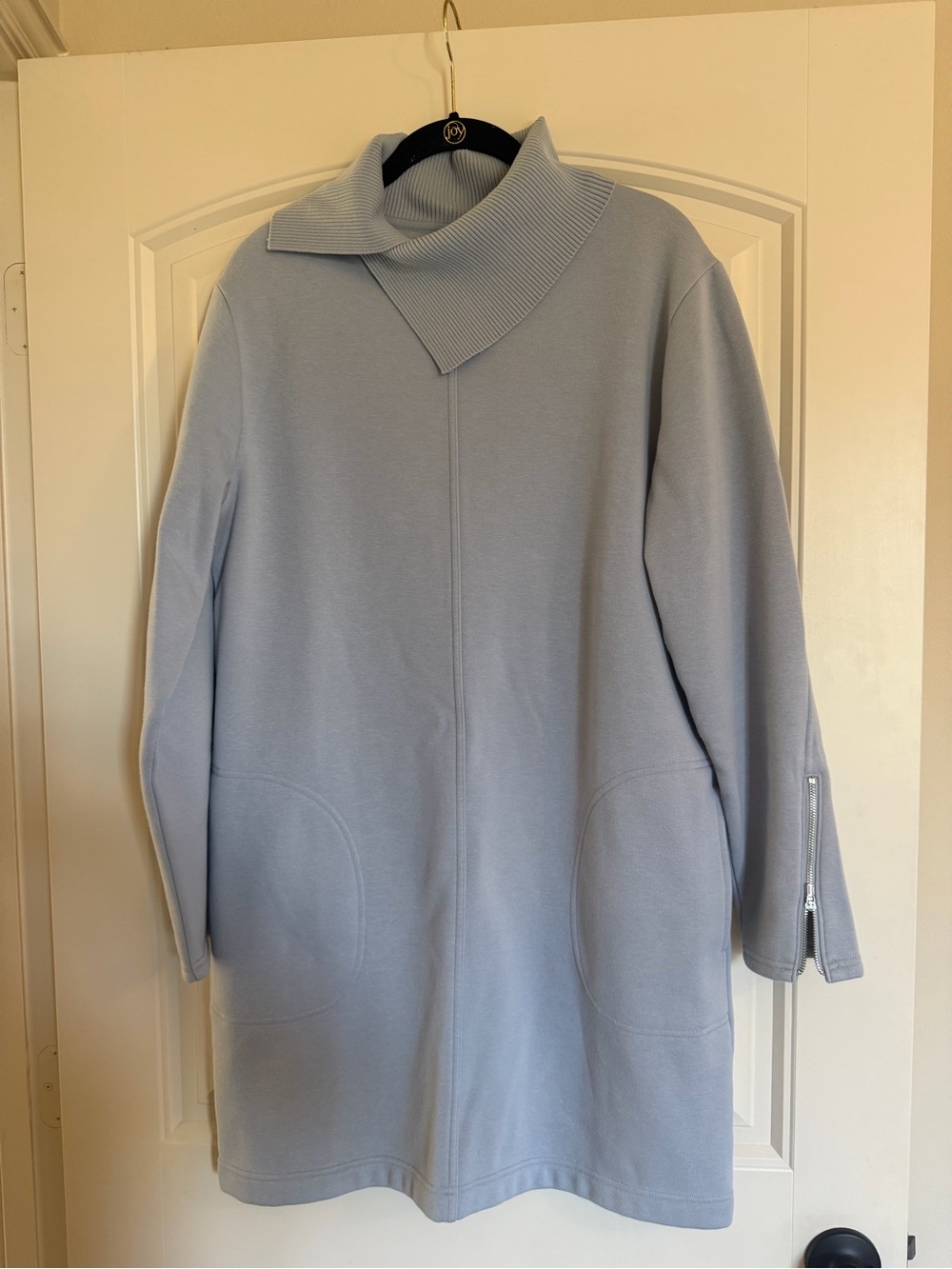 Athleta Pale Blue Turtleneck Knit Sweater Jacket